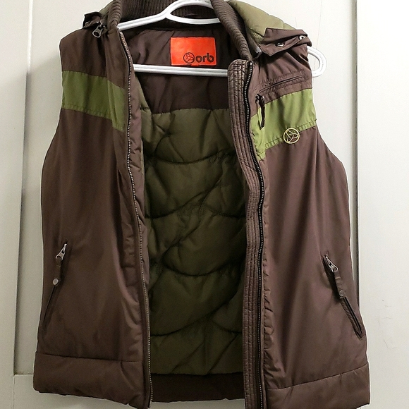 Orb women's brown and green board-style puffer jacket vest size small - Picture 7 of 8